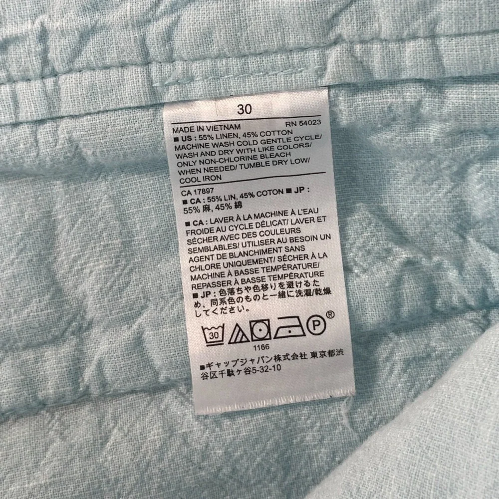 Banana Republic Emerson Chino Shorts Men 30x10 Sky Blue Linen Blend Preppy‎